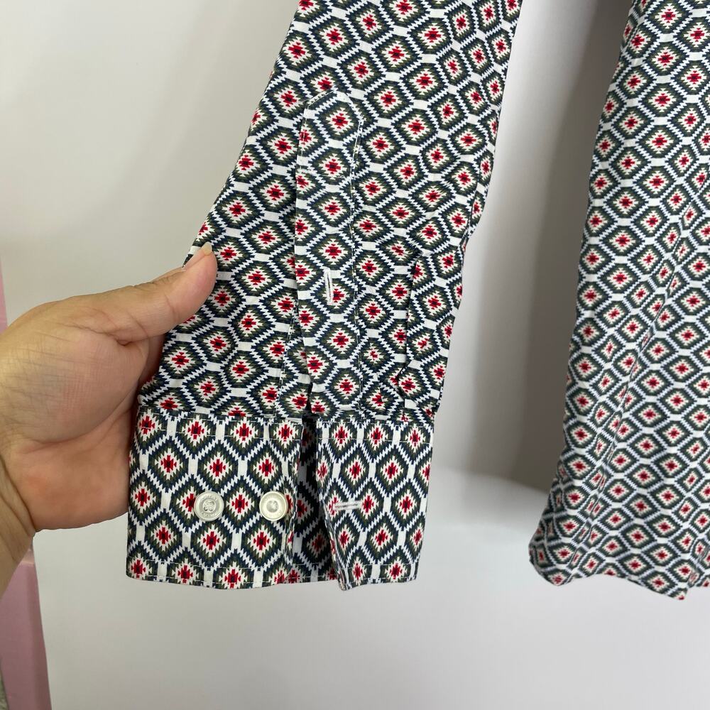 Ariat Green Red Blue Aztec Pattern Button Down Lo… - image 2